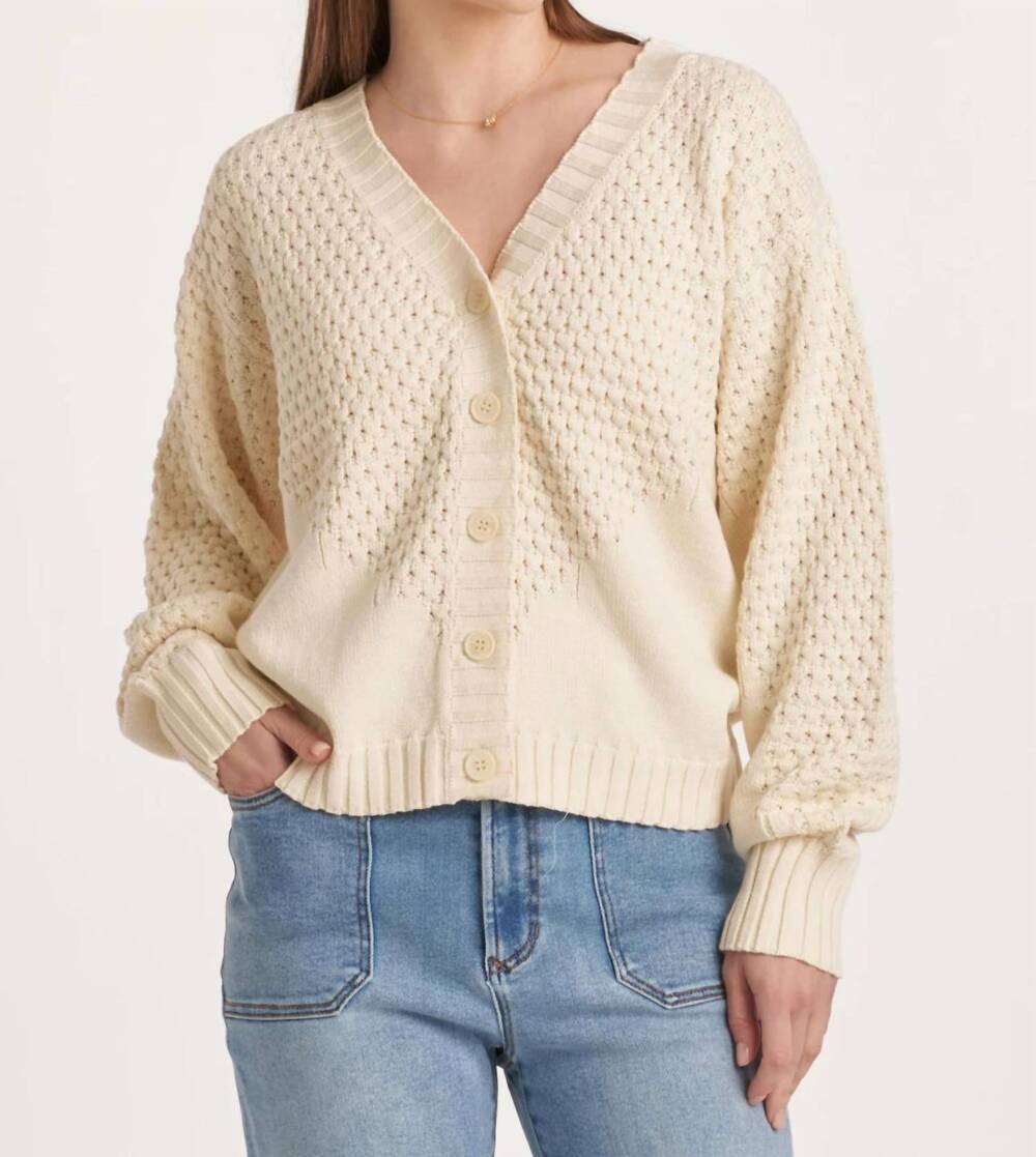 NEW ANOTHER LOVE arlen puff sleeve v neck cardigan in ivory